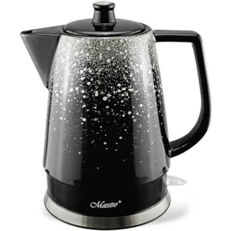 Feel Maestro Wasserkocher MR-074 Schwarz Silber Keramik 1500 W 1,5 l - Hochwertige Leistung, Ergonomisches Design, Ideale Qualität