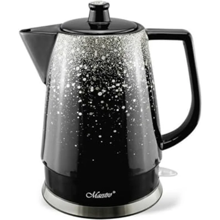 Feel Maestro Wasserkocher MR-074 Schwarz Silber Keramik 1500 W 1,5 l - Hochwertige Leistung, Ergonomisches Design, Ideale Qualität