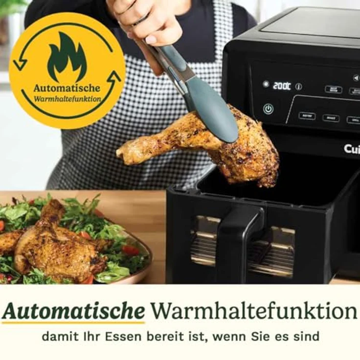 Cuisinart XXL Zweizonen-Heißluftfritteuse, 6-in-1 Kochfunktionen, PFAS-frei, 2 x 5,2L Kapazität für 8+ Portionen, spülmaschinenfeste Teile – Bild 4