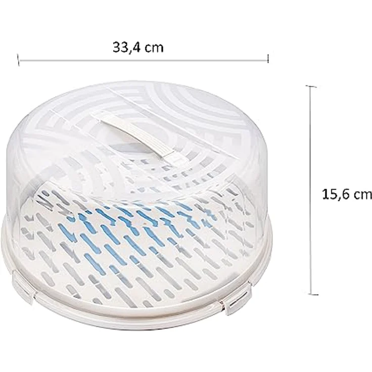 BranQ - Home essential runder Kuchenbehälter mit hoher Abdeckung, praktischem Tragegriff und mit Kühleinsatz, Kunststoff (PP) BPA-frei, creme/transparent, 334 x 156 mm – Bild 2