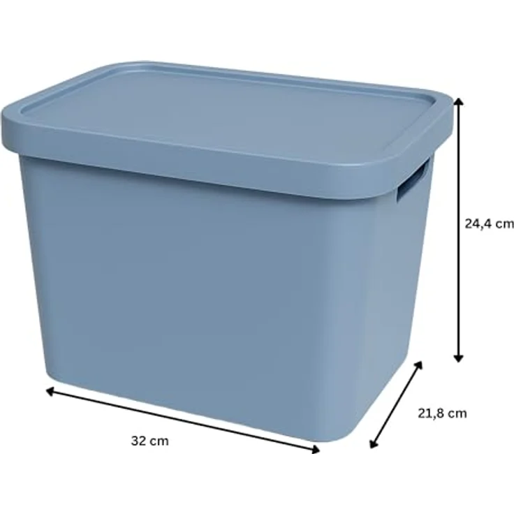 Plastard Aufbewahrungsboxen 12,5L, 4er-Set, Blau, BPA-frei, Stapelbar, mit Deckel, für Küche, Bad, Büro, Kinderzimmer, robuste Kunststoffbox – Bild 3