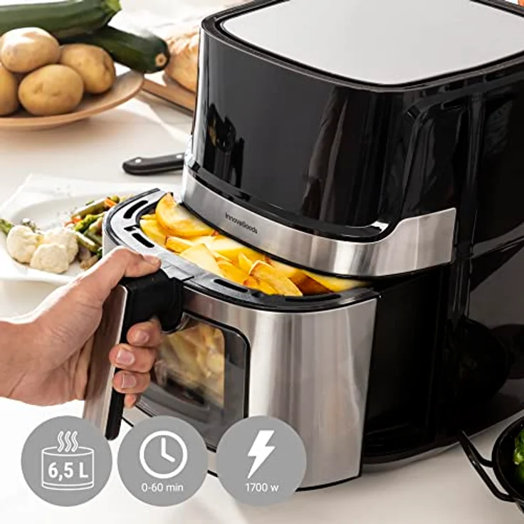 InnovaGoods® Heißluftfritteuse 6,5L, airfryer 1700W, 100 Rezepten auf DE, heissluftfriteuse mit 8 Programmen, Berührungsbildschirm, Fenster und 360° Luftstrom, air fryer ideal für 4-6 Personen - Preisvergleich – Bild 5