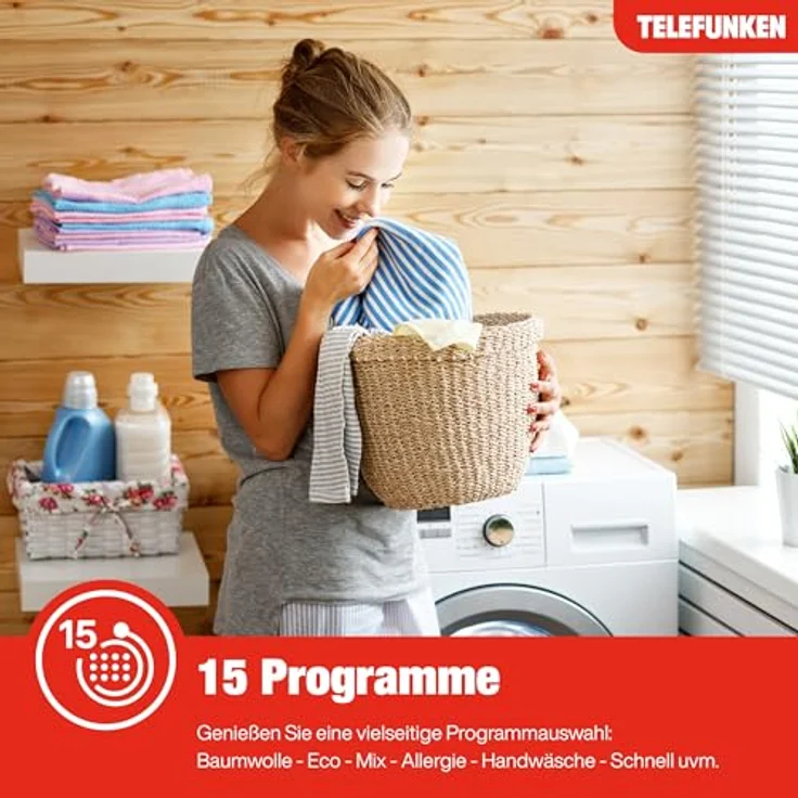 Telefunken W714AS1W Waschmaschine 7kg, Frontlader mit 1400 U/Min., Inverter Motor, AquaStop, Schontrommel, weiß – Bild 8