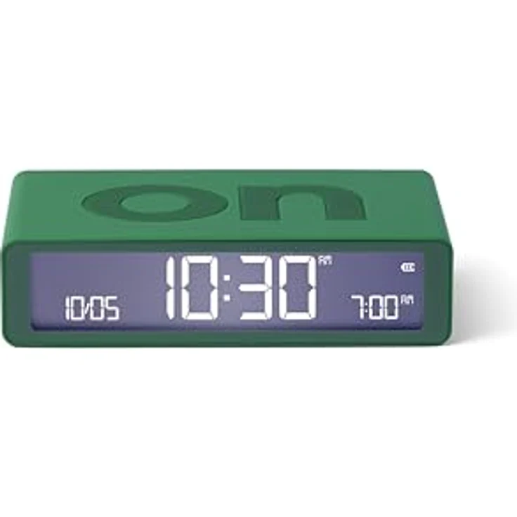 Lexon Flip Classic, Digitaler Wecker mit umkehrbaren EIN/Aus-Seiten, wiederaufladbare Nachttischuhr mit LCD-Display, Berührungssensor für Schlummer- und Lichtfunktion – Grün – Bild 1