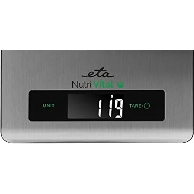 ETA Nutri Vital Elektronische Küchenwaage, 5 kg Tragkraft, 1 g Teilung, rechteckig, LCD-Display, silber – Bild 4