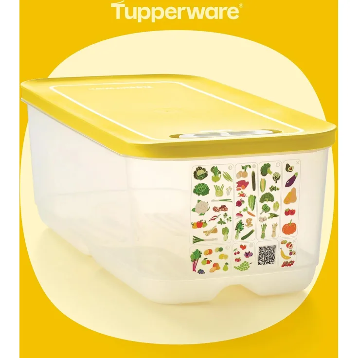 Tupperware A27 Klima Oase Ventsmart, Vorratsdose 6,1 l in Gelb mit integrierten Frischegittern und Klimaregler