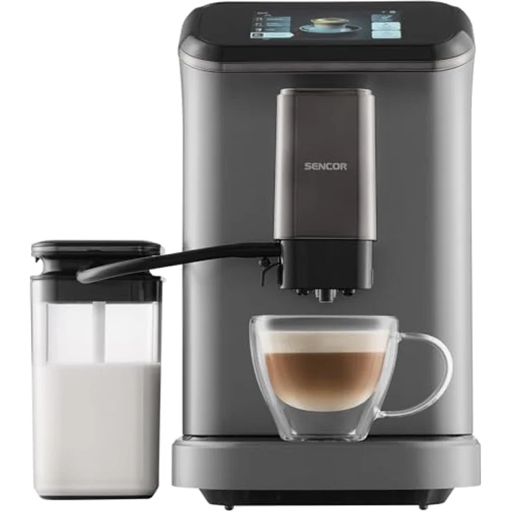 Sencor SES 8500BK, Kaffeevollautomat mit 1350W, 20 bar Druck, 1,5 l Wassertank und 200 g Bohnenbehälter, grau – Bild 2