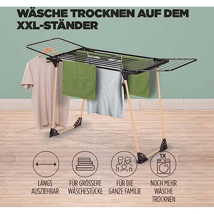 Vitapur Wäscheständer Wäscheständer mit 21M Trockenlänge kompakter Wäschetrockner – Bild 4