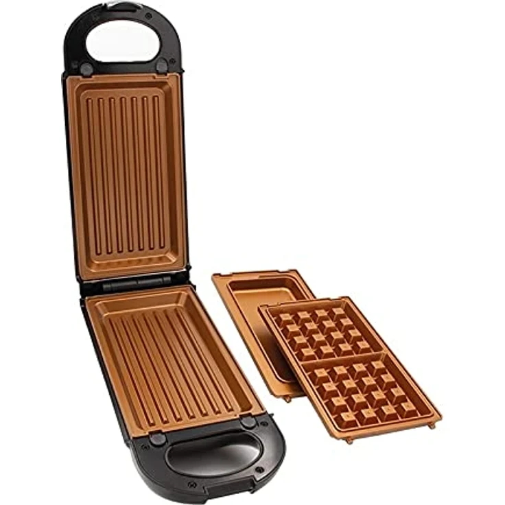 LIVINGTON FlipSwitch | drehbarer Multifunktionsgrill | Kombigerät | inkl. 3 antihaftbeschichtete Wechseleinsätzen | spülmaschinengeeignet | Grillen, Toasten, Backen, Überbacken und Rösten | 800W – Bild 3