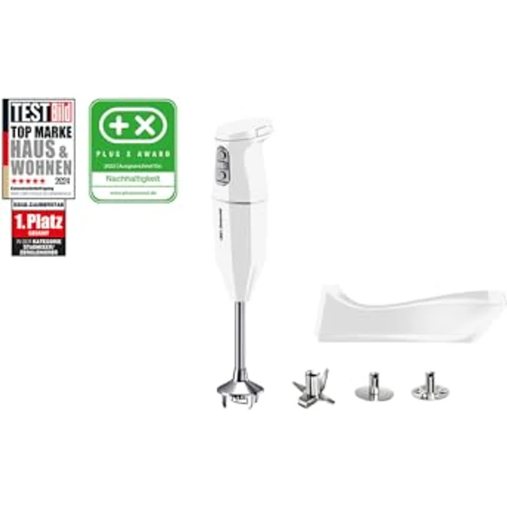 Esge 95100 Zauberstab Cordless Stabmixer, Sleep-Funktion, inkl. Multimesser, Schlagscheibe, Quirlscheibe, Ladestation weiß – Bild 5