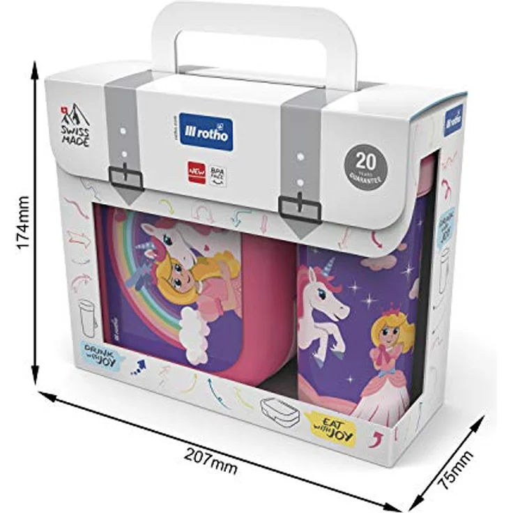 Rotho Brotdose und Trinkflaschen-Set für Kinder Princess  – Bild 4