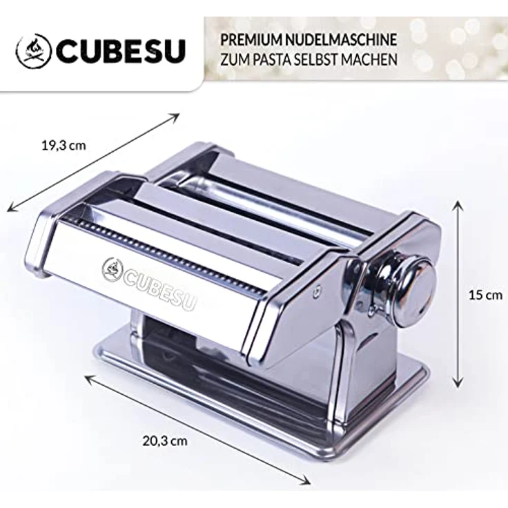 Cubesu Nudelmaschine manuell, Edelstahl Pasta-Maker mit Holzgriff, 9 Nudelformen, rutschfest, leichte Reinigung – Bild 2