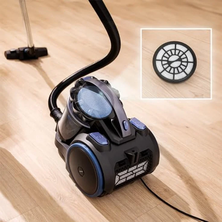 Cecotec CONGA ROCKSTAR MULTICYCLONIC XL ANIMAL PLUS, beutelloser Multizyklon-Staubsauger mit 800W, Schwarz/Blau, für Tierhaare, 4L Staubbehälter, inkl. Mopp-Zubehör – Bild 6