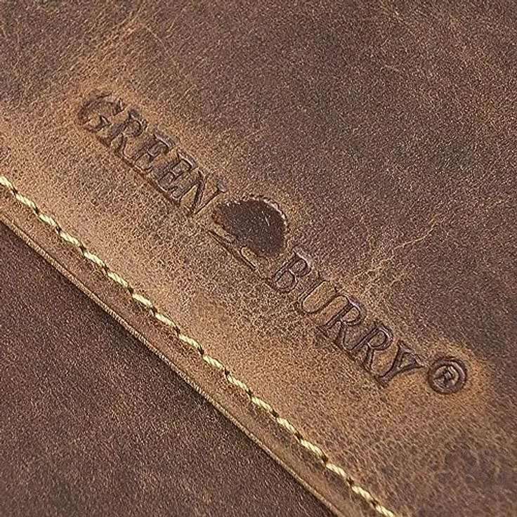 Greenburry Vintage 1569, Umhängetasche aus Leder mit RFID-Schutz, Braun – Bild 8