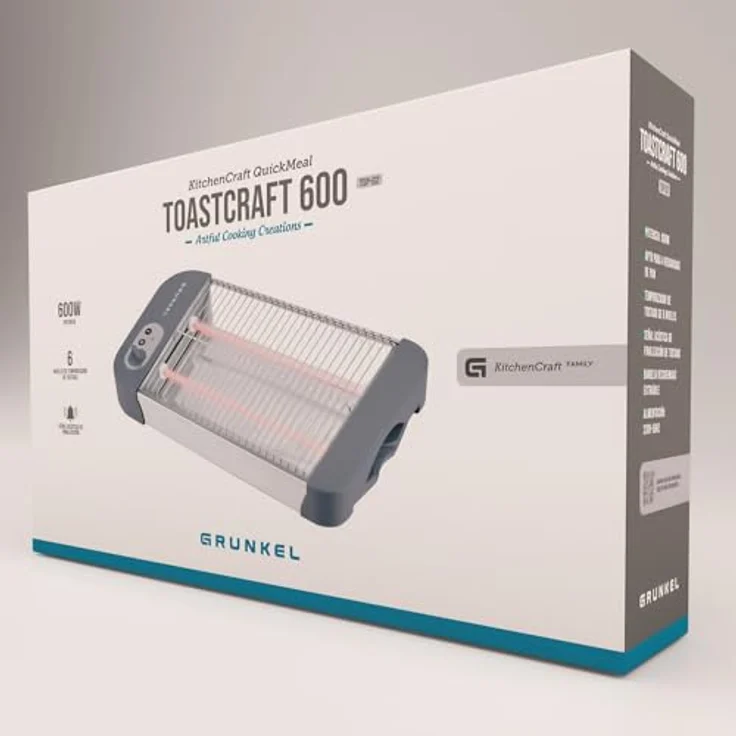 Grunkel Flacher Toaster für alle Arten von Brot und Gebäck mit 600 W Leistung. 6-stufiger Toast-Timer und Krümelschublade Modell TSP-G2 – Bild 8