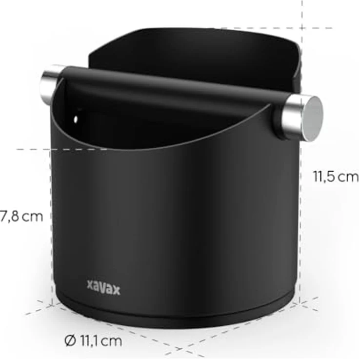 Xavax Abklopfbehälter für Kaffeesatz (Knock Box Barista, Abschlagbehälter rutschfest, Abschlagbox Espresso, Kaffeebehälter Espresso, Ausklopfer geräuscharm für Kaffee, Abschlagkasten für Siebträger) – Bild 3