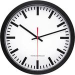 Peweta Wanduhr Bahnhof (30 cm) mit Funksignalen und automatischer Zeitanpassung, Schwarz