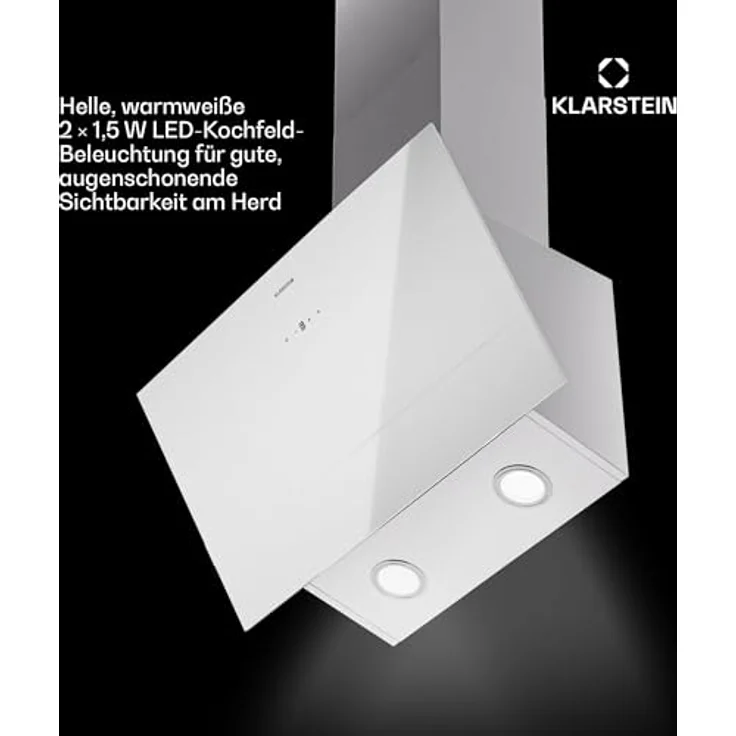 Klarstein Dunstabzugshaube 60cm, Abluft-Dunstabzugshaube mit Spülmaschinenfestem Filter aus Aluminium, Leise Abzugshaube Abluft, 305m³/h Luftstrom, Effiziente Wandhauben mit LEDs & Touch Controls – Bild 4