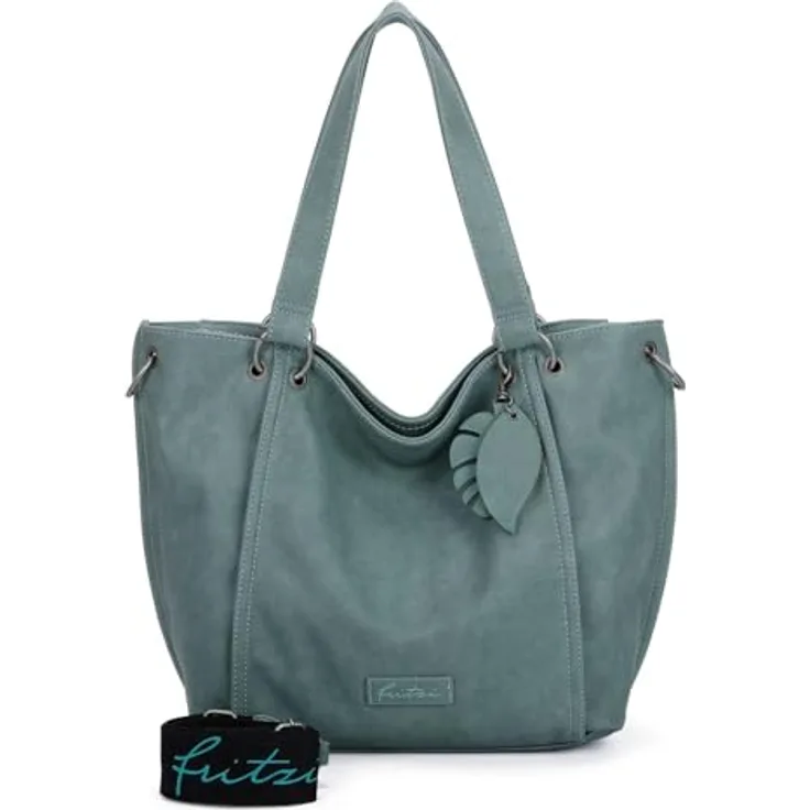 Fritzi aus Preußen Eco Fritzi02 Shopper Tasche, 50 cm x 12.5 cm x 33.5 cm, 100% Polyester, petrol