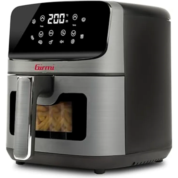 Girmi FG27 "Ecofrit Lite" Heißluftfritteuse, 4,2 Liter, 1400 W, Digitalanzeige, 8 Programme, BPA-PFOA Safe, Rezeptbuch