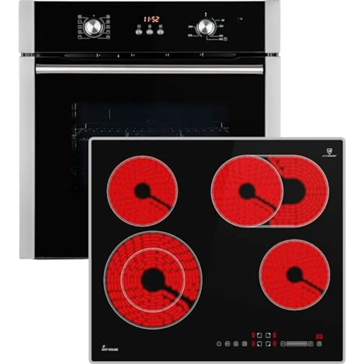 KKT KOLBE Autarkes Herdset SET8805CH59AL, 60cm Einbaubackofen BO8805SS und 59cm Kochfeld CH5901AL, Heißluft, Timer, 2-fach Wärmeschutzverglasung, Kindersicherung, Knebelbedienung, Energieeffizienzklasse A+