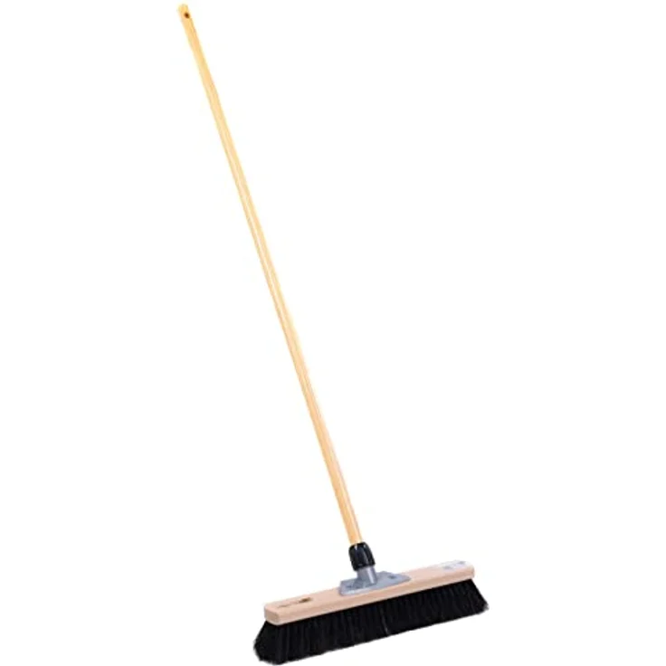 BawiTec XXL Zimmerbesen mit Schraubhalter und Stiel 40cm 120cm Naturhaar Rosshaarbesen Rosshaar Mischung weich schwarz – Bild 2