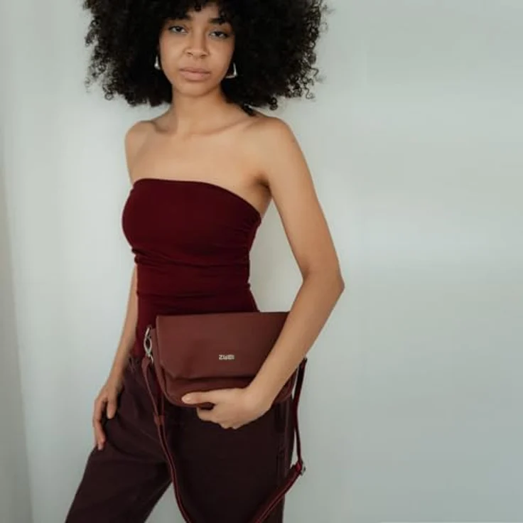 Zwei Mademoiselle.M Messenger, Handtasche aus pflegeleichtem Polyurethan mit Magnet- und Reißverschluss, 28 cm, schwarz – Bild 7