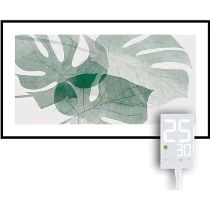 Heidenfeld Infrarotheizung HF-HP105, 1000 Watt Elektroheizung mit Thermostat, für Räume bis 25 m², Überhitzungsschutz, Palmenblätter Design, 10 Jahre Garantie – Bild 1