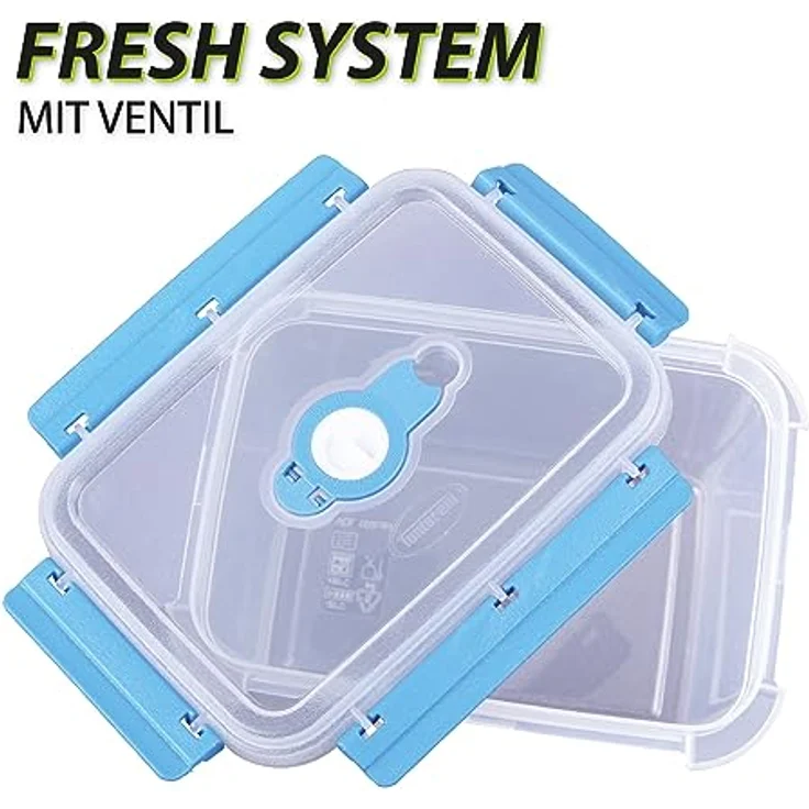 Tontarelli Vorratsdose für Lebensmittel (2000 ml) - Blau - Frischhaltedosen Brotdose, BPA-Frei luftdicht – Bild 2