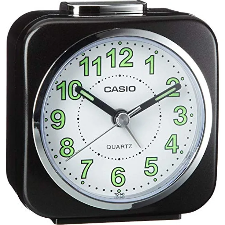 Casio Wecker TQ-143S-1EF, Schwarz, 76 mm Gehäusedurchmesser, kompakt 8x8 cm