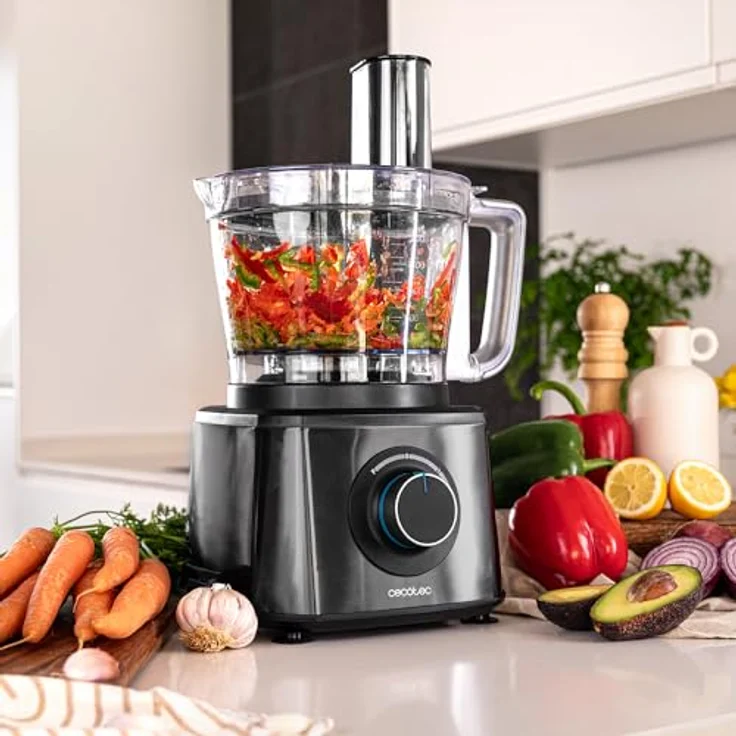 Cecotec Küchenmaschine Paprika 1300 Full, Edelstahl, 2000W Motor, 3,5-Liter-Schüssel, 1,8-Liter-Krug, Saftpresse, zwei Geschwindigkeiten, drei Schneidscheiben – Bild 3