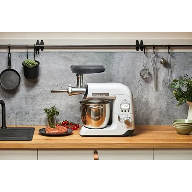 ETA Fleischwolf Aufsatz für Küchenmaschine, 3 Edelstahlplatten (62 mm) für feines, mittleres und grobes Mahlen von Fleisch, Fisch und Gemüse – Bild 3