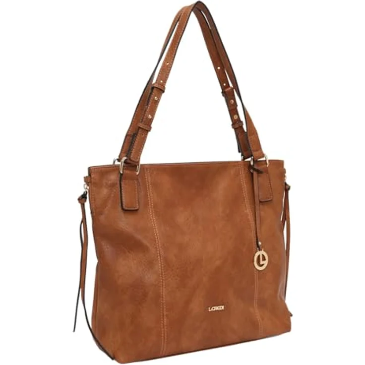 L.Credi Jana Schultertasche, 40 cm, Textil, mit Reißverschluss-Innentaschen, schwarz – Bild 2