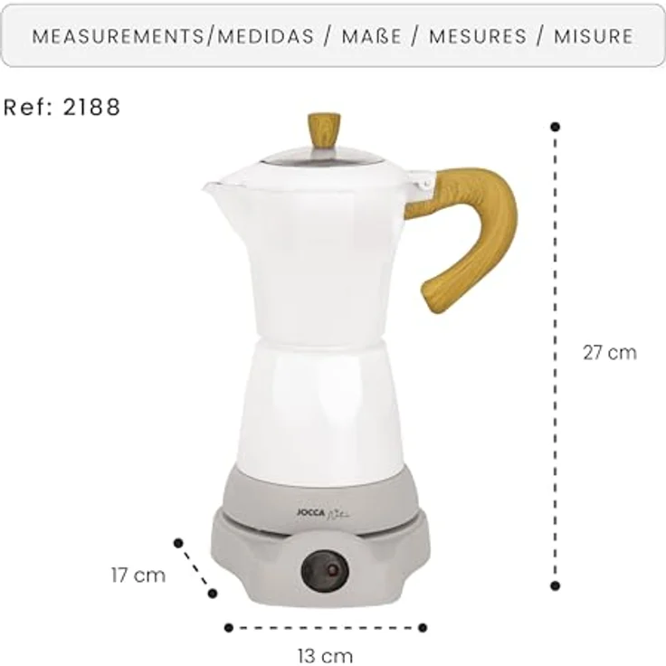 Jocca Elektrische Espresso Kaffeemaschine in Weiß für bis zu 6 Tassen mit 360° drehbarem Kopf und Espressokanne – Bild 2