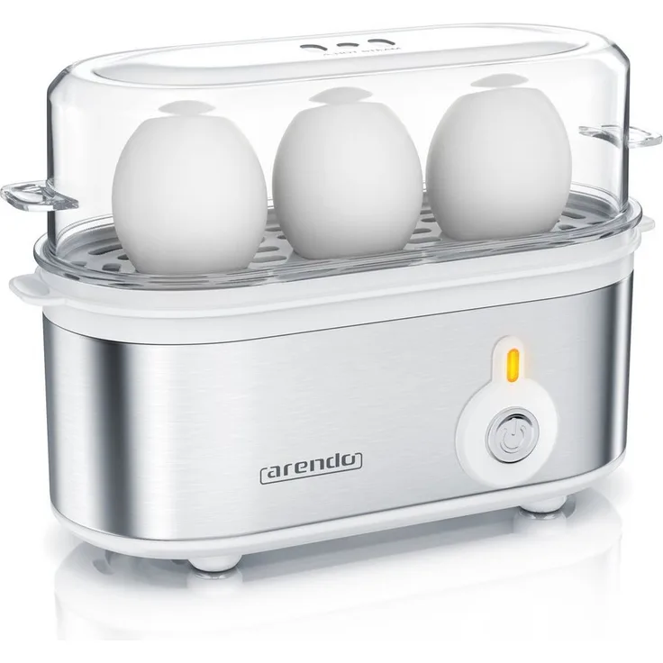 Arendo Threecook Edelstahl Eierkocher, 3-fach, individuell wählbarer Härtegrad, BPA-frei, für 1-3 Eier, Schwarz/Silber