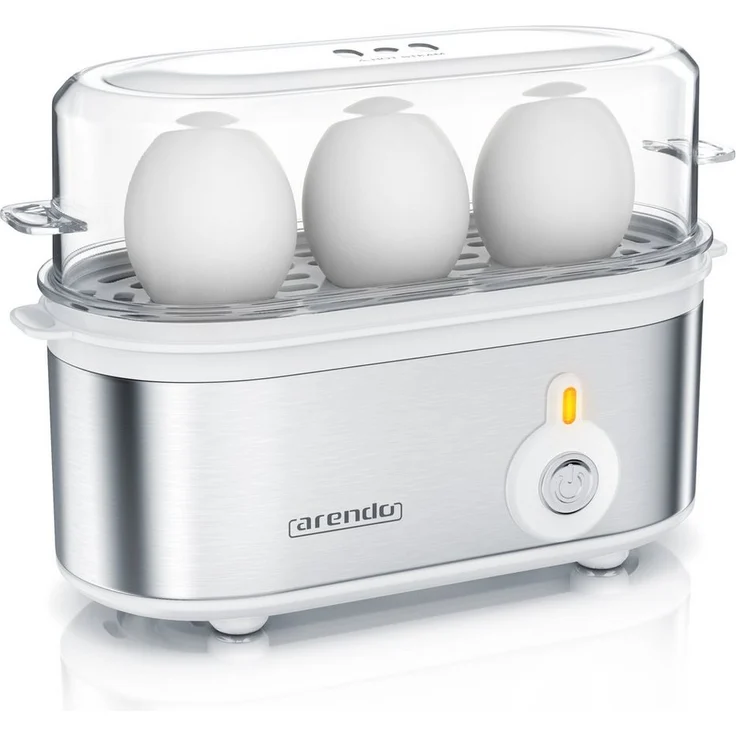 Arendo Threecook Edelstahl Eierkocher, 3-fach, individuell wählbarer Härtegrad, BPA-frei, für 1-3 Eier, Schwarz/Silber