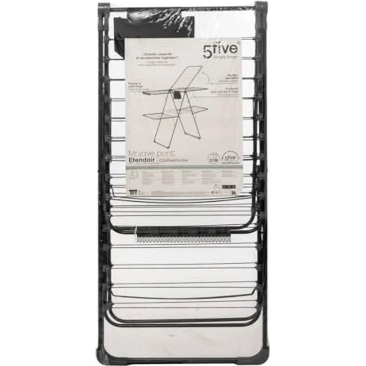 5 five simply smart Five Mojave Wäscheständer, bunt, 31 m Fassungsvermögen, Metall, 160 x 60 x 125 cm, faltbar, schwarz – Bild 3