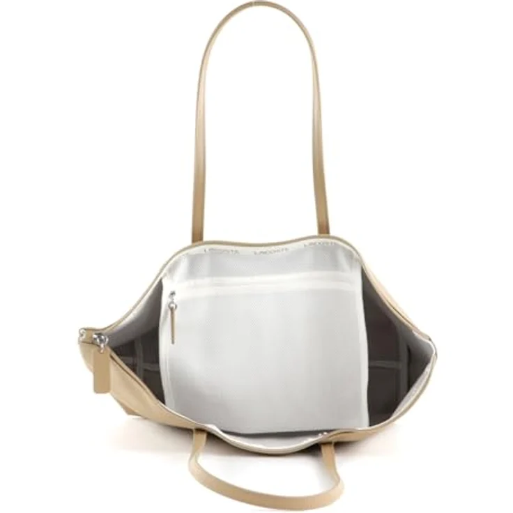 Lacoste L.12.12 Concept Shopper L, 35 cm, Hellbraun, mit Reißverschlussfach und Leder-Schulterriemen – Bild 5