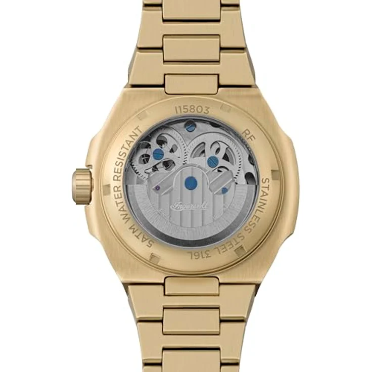 Ingersoll The Spirit Herrenuhr 46.7 mm Automatikuhr mit Grün Ziffernblatt und goldfarbenem Edelstahlarmband, Leuchtzeiger, kleine Sekundenanzeige – Bild 5