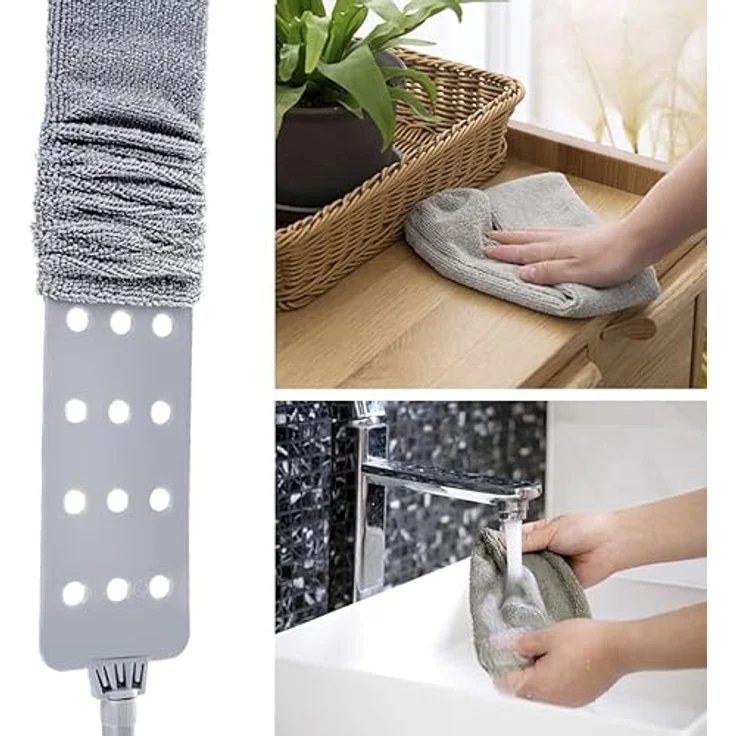 Ruhhy Teleskop-Staubbürste mit zwei Aufsätzen, flexible Reinigung bis 250 cm, grau/silber, 3-teiliges Spar-Set – Bild 8