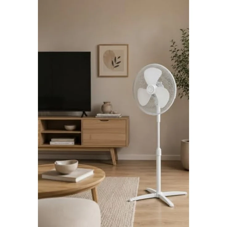 KUMTEL Standventilator, 40 cm mit 80° Oszillation, höhenverstellbar, weiß – Bild 5