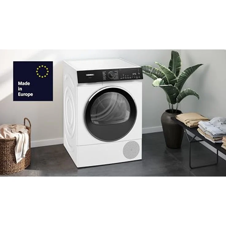 SIEMENS WQ45H2BECO, iQ500, 9 kg Smarter Wärmepumpentrockner, Selbstreinigender Kondensator, autoDry, speedPack, Reversierende Trommel, Nachlegefunktion, halbe Beladung, Trommelinnenbeleuchtung, Weiß – Bild 2