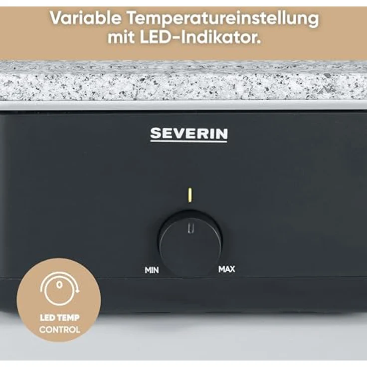 SEVERIN Raclette-Grill Black Line RG 2366, Tischgrill für 8 Personen mit Naturgrillstein & antihaftbeschichteter-Grillplatte – Bild 5