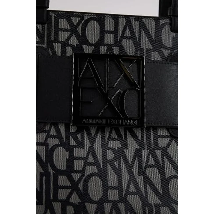 Armani Exchange Shopper Tasche, 55.5 cm x 12 cm x 29 cm, 100% Baumwolle, schwarz – Bild 8