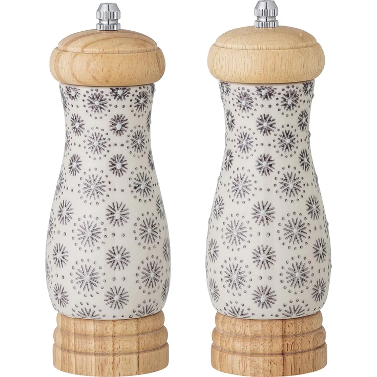Bloomingville Elsa Salt & Pepper Mill, Grey, Stoneware, Pfeffermühle + Salzmühle, Grau – Bild 1