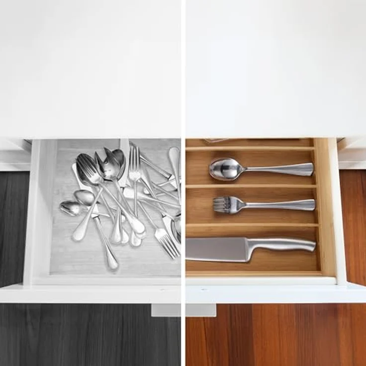 relaxdays Besteckkasten Besteckkasten Bambus 6 Fächer, natürliche Optik, vielseitiger Einsatz - Preisvergleich – Bild 4