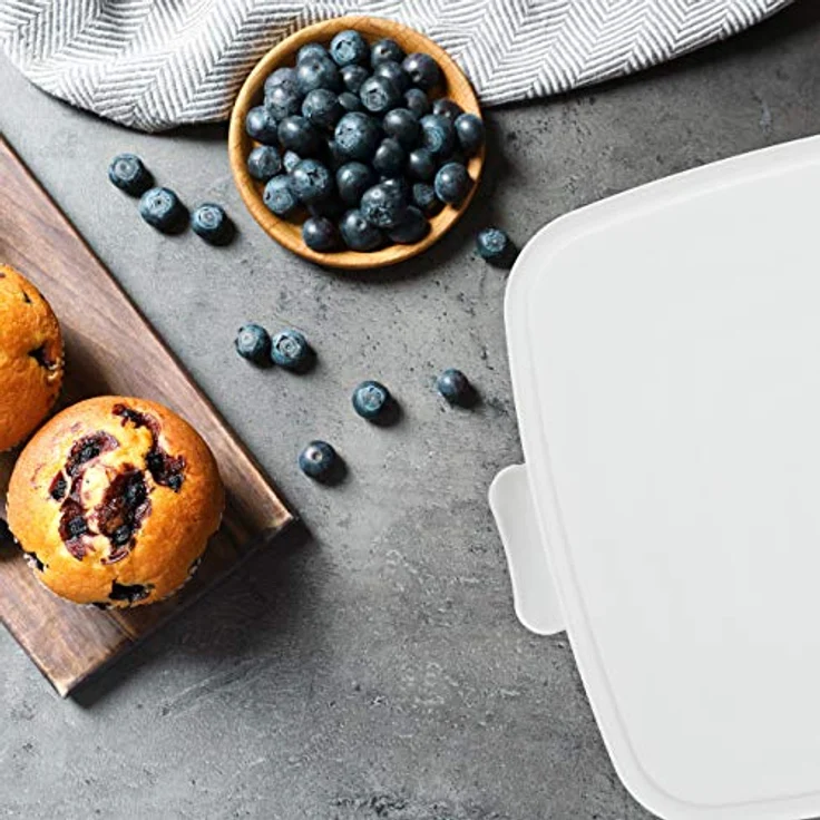 Relaxdays Kuchenbox, eckig, tragbar, Kuchen & Muffins, spülmaschinenfest, Partybutler, 16x34x32,5 cm, weiß/transparent – Bild 5