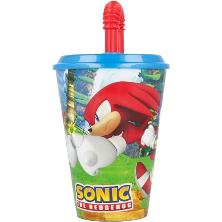 Sonic Trinkflasche Sonic the Hedgehog Speedy Trinkbecher, BPA-frei, 430 ml mit Klapp-Strohhalm, UV-beständig – Bild 2