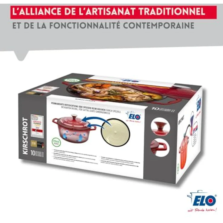ELO 3382826 Schmortopf aus emailliertem Gusseisen, 28 cm, 3 l, klassisch, grau, für alle Herdarten, Ofenfest, Kochtopf Induktion, 2 bis 4 Personen – Bild 4