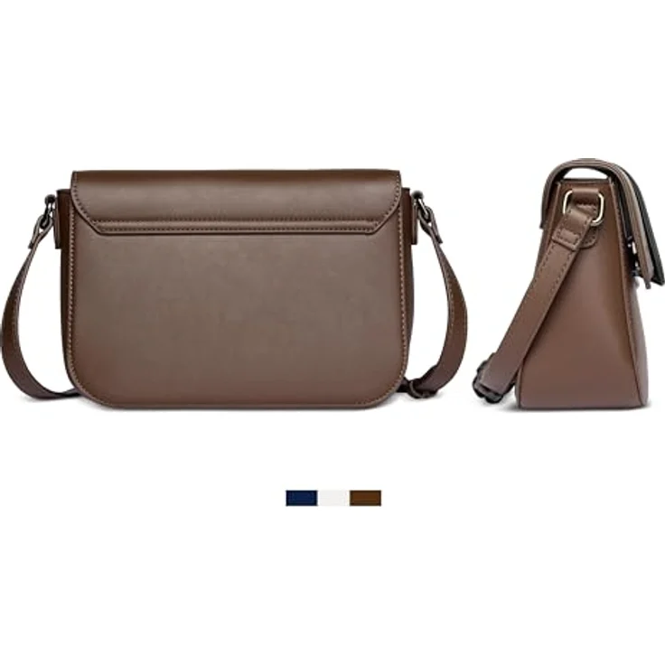 Bugatti Almata Umhängetasche M, handliche 25 cm Schultertasche aus strapazierfähigem Polyurethan, braun, mit verstellbarem Schultergurt und Reißverschlussfächern – Bild 3